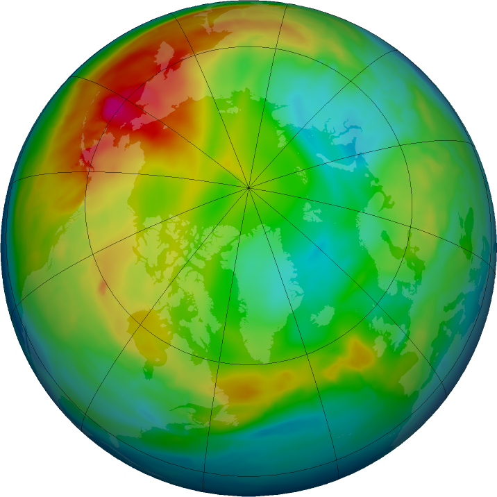 Arctic ozone map for 05 January 2016